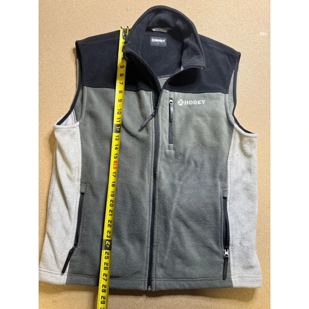 Hooey Mens Fleece Vest Full Zip Sleeveless Gray Black‎ Outdoors Casual